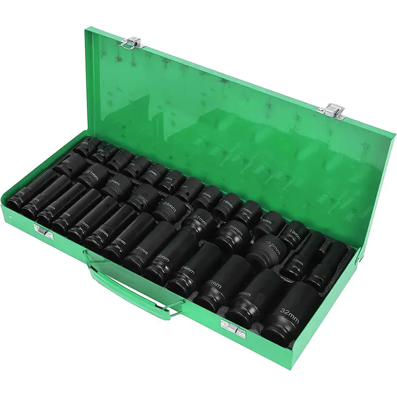 35pcs 1/2 Inch Drive Deep Impact Socket Tool Set Metric Garage Workshop Tools,Heavy Duty Impact Socket Set with Portable Case, Red#summerfinds