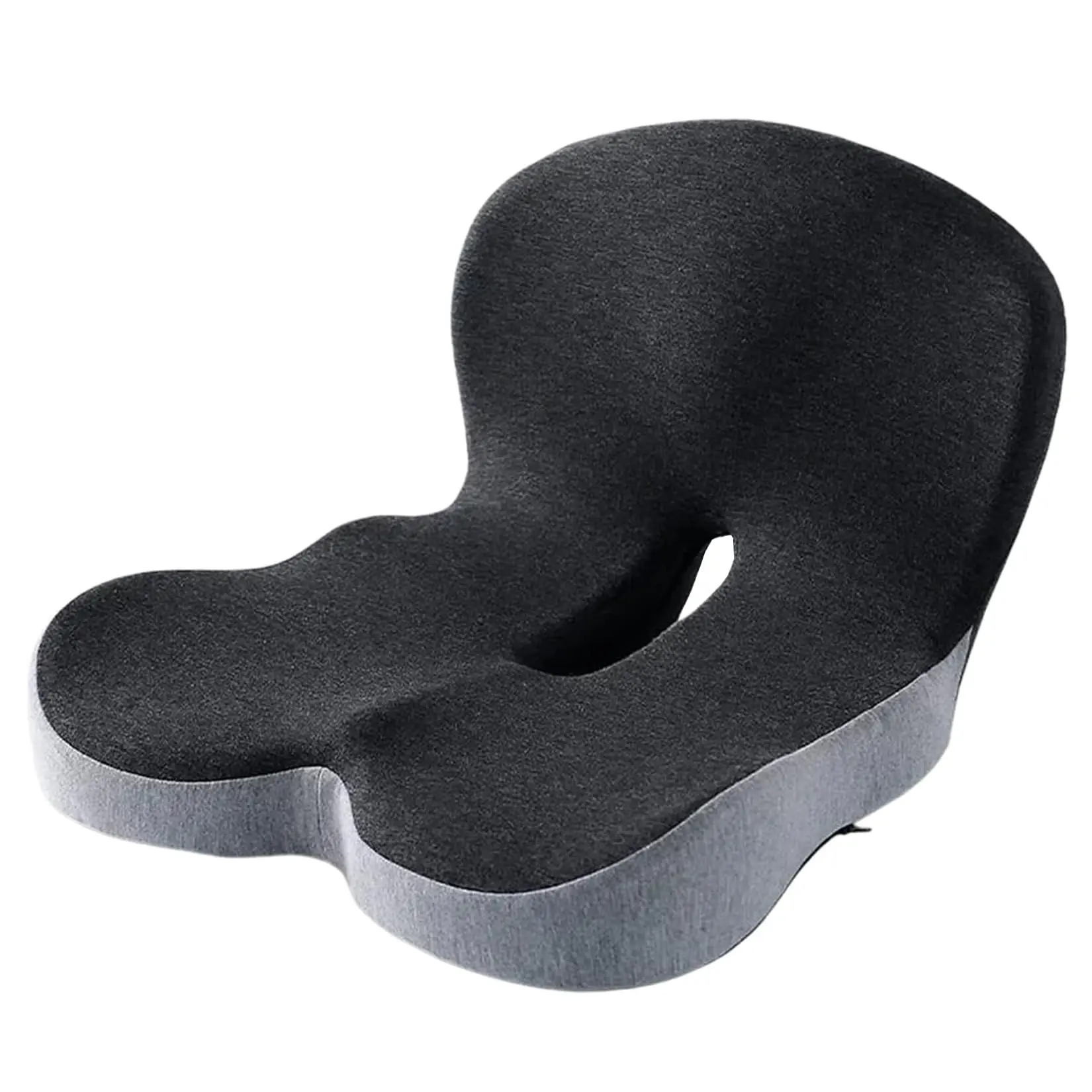 Ergonomic Orthopedic Memory Foam Seat Cushion - Durable, Modern L-Shaped Desk Pad with Stylish Touch, Non-Slip Breathable Double Gray Color Block, Slow-Bounce, Supports Coccyx for Office Users