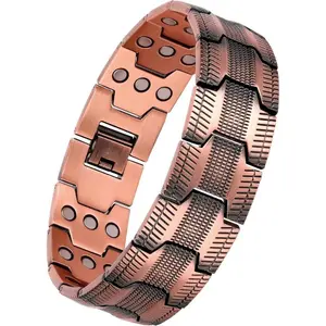 Copper Bracelet for Men, 3X Ultra Strength Magnetic Bracelets, 99.99% Pure Copper with 3500 Gauss Neodymium Magnets, Adjustable