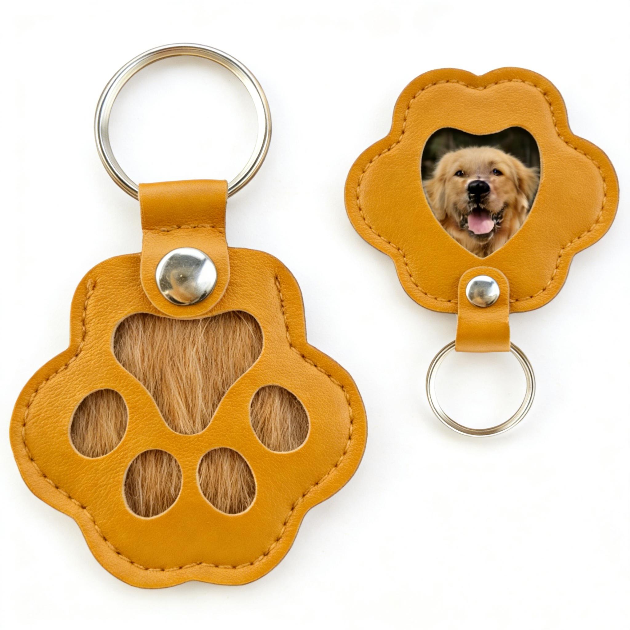 Pet Memorial Keychain Pet Hair, Nails & Photos | Cat & Dog Memory Holder,Dog Fur Storage Keychain, Cute Leather PawKeychain Pet Hair Keepsake Keyring, UniqueMemorial Collection Key chain, Pet Memorial Gifts for Bag Purse Paw Charm Key Holder