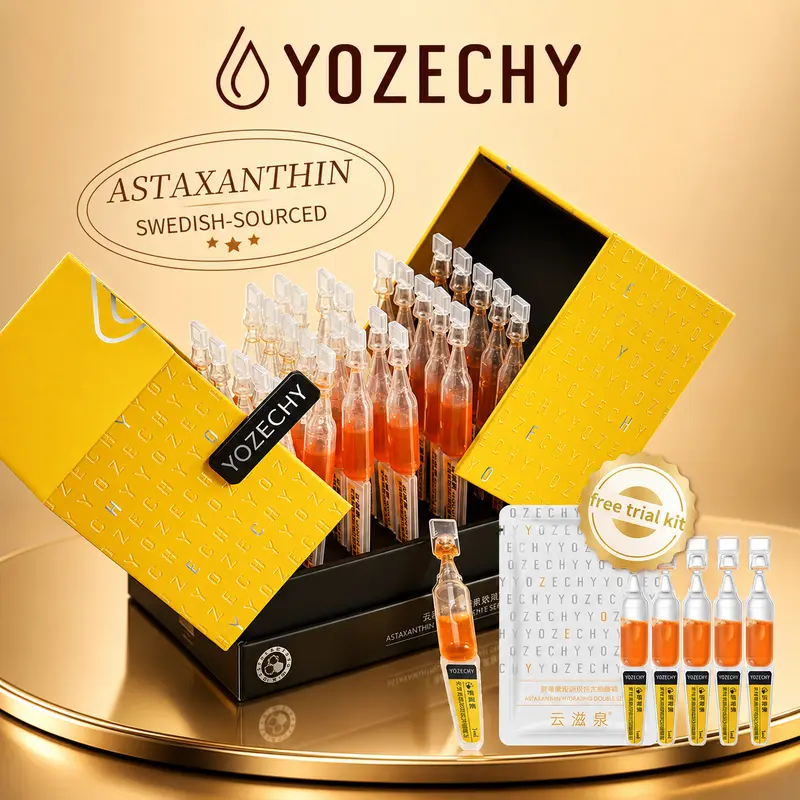 Astaxanthin 3D HA Hydra Serum Vials by YOZECHY, Day-Night Dual Defense, Post-Microneedling Care, Pollution Shield, Firms, Hydrates, Firming Deep Hydration.Holiday Sale,Black Friday,Cyber Monday,Thanksgiving