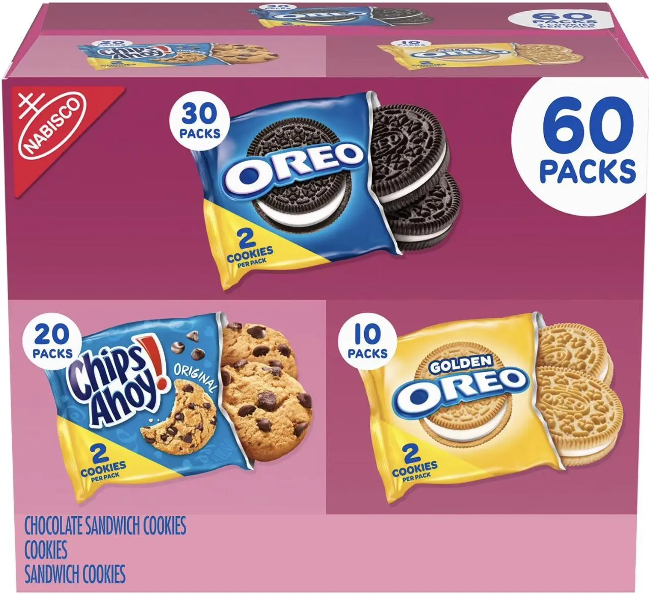 Nabisco Sweet Treats Cookies Variety Pack, 60-Count Assortment of Individually Packed Biscuit Snacks
