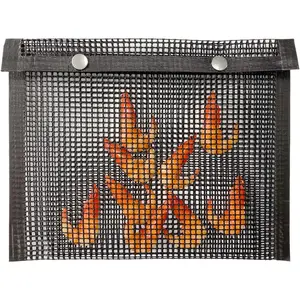 BBQ Grill Mesh Bag, 10.63 x 8.66 inches Reusable Non-Stick Grill Net with Silicone Brush BBQ Veggie Grill Bags for Air Fryer, Electric Grill, Gas Grill, Charcoal Grill Oven Kitchenware Utensils