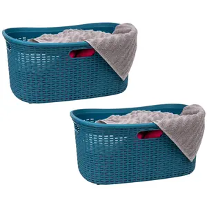 QVC 40L Wicker Laundry Baskets, Set of 2 Home Supplies Laundry Organizer