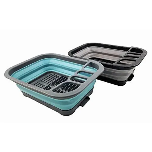 SAMMART 7.3L (1.9 Gallon) Collapsible Dish Drainer with Drainer Board - Foldable Drying Rack Set - Portable Dinnerware Organizer - Space Saving - pop up Storage