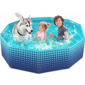 63In Foldable Collapsible Hard Plastic Kiddie Paddling Pool - Portable Wading Pool Bathtub for Toddler Baby, Backyard Swimming Pool for Puppy Large Dogs Cats