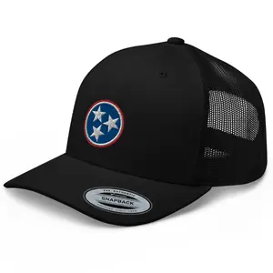 RIVEMUG Tennessee Curved Bill Trucker Hat Mid Crown Adjustable Tri Star Embroidered Snapback Cap for Men and Women