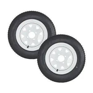 GARVEE 4.80-12 / 5.30-12 Trailer Tires and Wheels Set of 2 – 12" Trailer Wheel Assemblies, 4 Lug on 4" Bolt Pattern, Load Range C 6 Ply for Utility & Boat Trailers