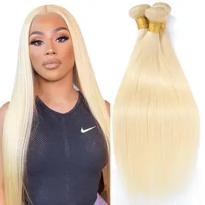 613 Bundles Human Hair Blonde Straight Unprocessed 12A Brazilian Virgin Hair 3 Bundles Quick Weave One Direction Cuticle Double Machine Weft