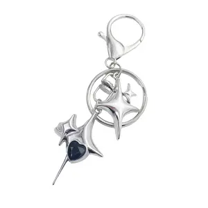 Lightweight Guitar Key Ring Rhinestones Keyring for Commuting and Festivals