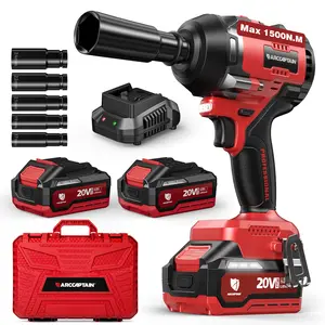 ARCCAPTAIN Cordless Impact Wrench, 1500N.m (1000Ft-lbs) 1/2" High Torque Impact Gun, 15C High-Rate 2x4.0Ah Batteries, 20V Power Impact Driver, Supports Up to 40mm Socket for Heavy Truck/Car/Pickup, Best Gift Idea for Dad & Men