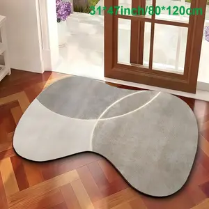 Light Style 2D Flat Irregular Rug, Washable Non-Slip Design, Suitable for Hallway/bathroom/living Room, Durable and Easy to Clean