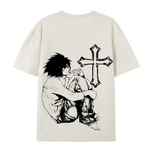 Death Note L Printed Cotton Tee Anime Streetwear Japanese Aesthetic Clean Look Unisex Couple Outfit Fall Winter Gift Trending
