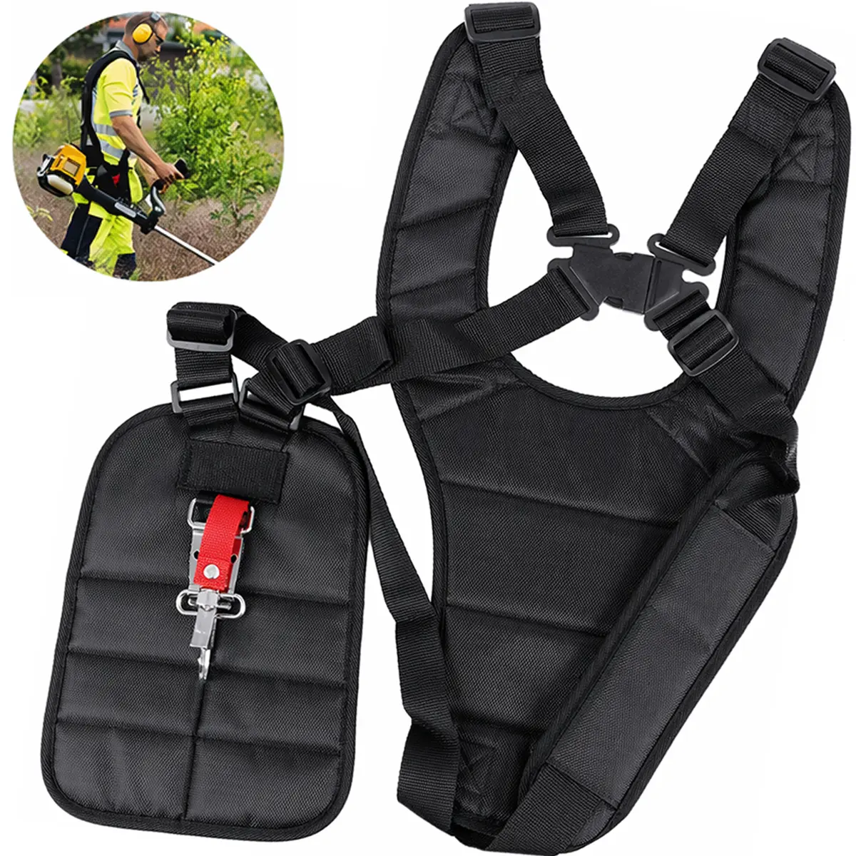 Padded Double-Shoulder Belt Harness Strap for Brush Cutters & Trimmers, Garden Tool Accessory