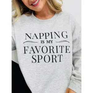 Napping Is My Favorite Sport Graphic Crewneck Sweatshirt