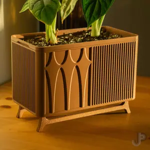 Brasilia Planter, Mid-Century Modern Pot for Plants, with Drainage Holes and Reservoir, Multiple Colors, MCM, 3D Printed