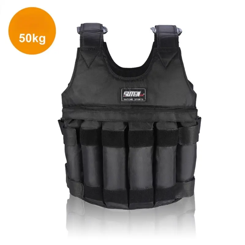 Adjustable Weighted Vest - 50kg/110LB Capacity Adjustable Fitness Tool, Durable Oxford Fabric with 12 Pockets, Shock Absorption Fit, Strength Training Accessory for Resistance Training & Body Recomp, Home Gym Gear for Men & Women (Weights Not Included)