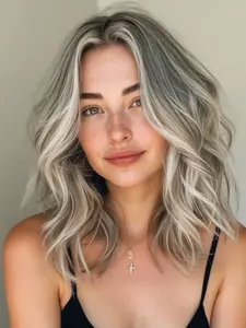 13x4 Ash Brown Short Wavy Synthetic Lace Front Wigs 14Inch Shoulder Length Highlight Ash Brown Wig Heat Resistant Fiber Hair Natural Looking Wigs Daily Use For Women