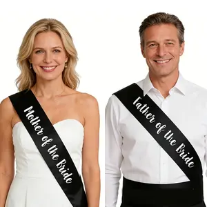 2pcs Mother of The Bride Father of The Bride Sashes with White Black Bachelorette Party Sash Bridal Shower Engagement Wedding Supplies Elegant Keepsake Gifts for Wedding Ceremony Decor