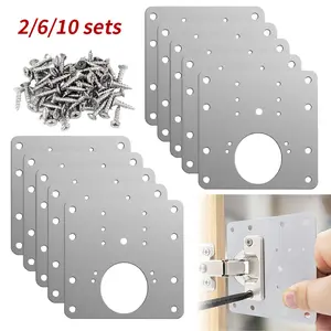 2/6/10pcs Fixing Plate with Screws, Cabinet Door Hinge Repair Board, Furniture Cabinet Door Hinge Fixed Installation Repair Parts, Repair Plate Kit, Adjustable Door Hinge, Door Hardware