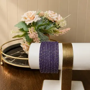 Women's Elegant Metal bangles/Bracelet Set - 12pcs Gold-Dot Bangles (2.4in), Jewelry Accessory for Bridal & Festival Occasions