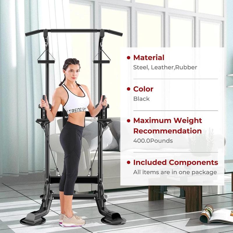 Power Tower Dip Station Pull Up Bar for Home Gym Multi-Function Adjustable Height Strength Training Workout Equipment