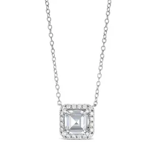 Classic Halo Asscher Cut 5 Carat Necklace