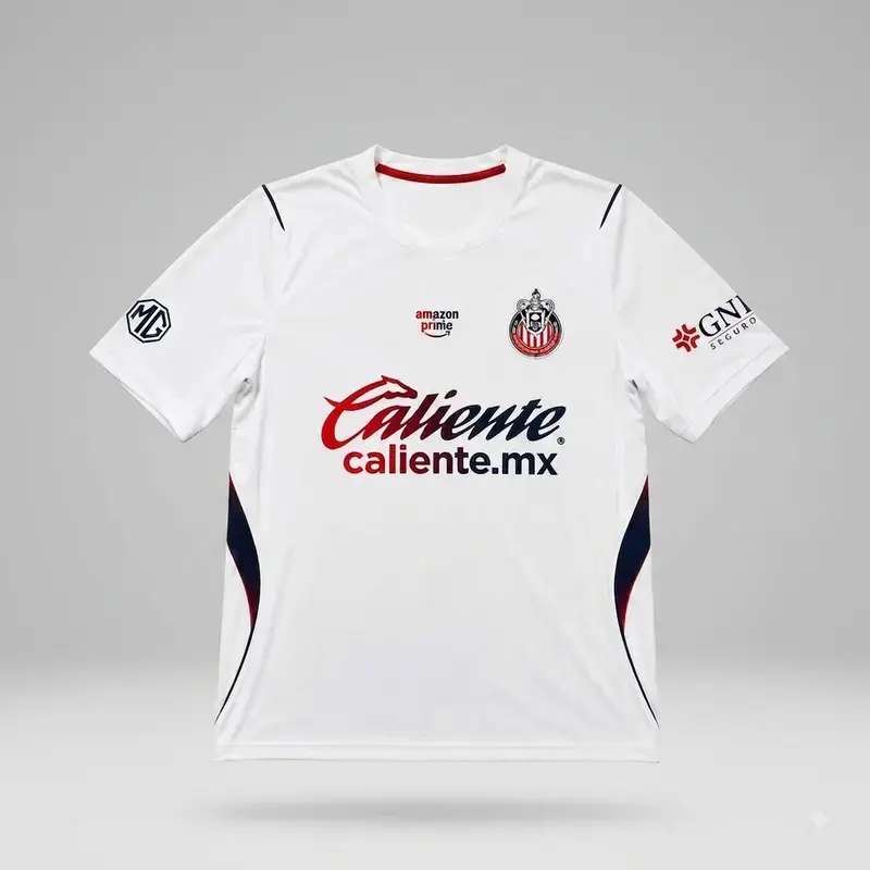White Chivas Away Soccer Shirt 26-27, Quick-Dry Short Sleeve Soccer Jersey, Breathable Game Day Sports Top, Liga MX Fan Gear