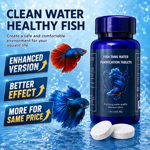 Upgraded Version Fish Tank Water Purification Tablets 80g (approx. 90 pieces)，Crystal Clear Aquarium Cleaner Remove Odor Algae Safe for Fish Plants 80g Multi-Effect Formula