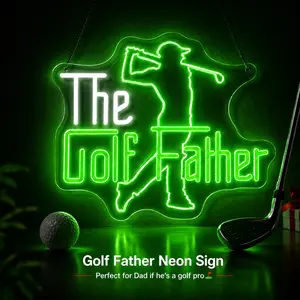 The Golf Father LED Neon Sign, Golf Dad Wall Light for Man Cave, Bar, Game Room, Garage & Golf Room Decor, USB Powered Green White Neon Sign, Father’s Day Birthday Gift for Dad Husband Golf Lovers