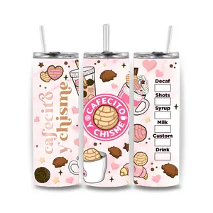 Insulated Cafecito y Chisme 20 oz Tumbler - Portable Reusable Kitchenware Drinkware with Lid and Straw