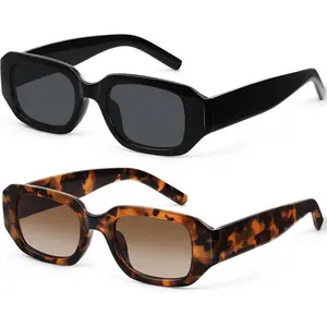 Trendy Rectangle Sunglasses for Women Y2K Vintage Cool Sun Glasses UV Protection Retro Fashion Chunky Square Frame-USA