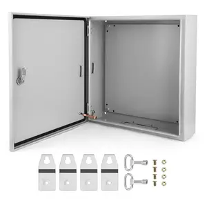 Outdoor Electrical Box, 24x24x8 Steel Junction Box, NEMA 4X Electrical Enclosure Box IP66 Waterproof & Dustproof, Universal Electrical Project Box with Lock & Mounting Plate