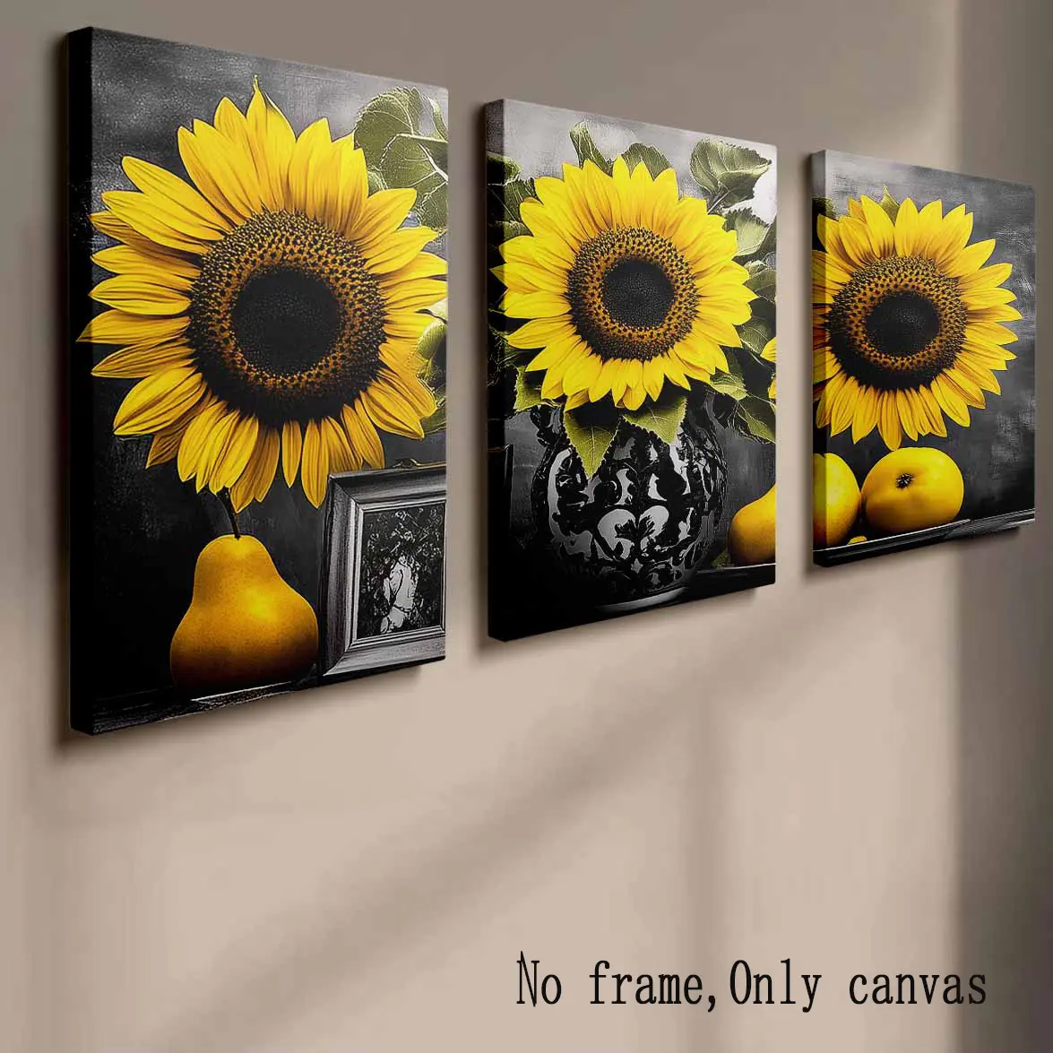 Sunflower Canvas Wall Art Print Set, Floral Poster for Living Room Kitchen Home Office, Classic Modern Style Unframed Interior Landscape, Floral Prints