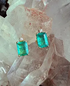 Emerald Diamond Stud Earrings – Fine Jewelry in 14K Solid Gold