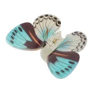 Unique Bargains Butterfly Hair Clips Hairdo Clip for Women 4.13"x3.31"x1.38", Blue White