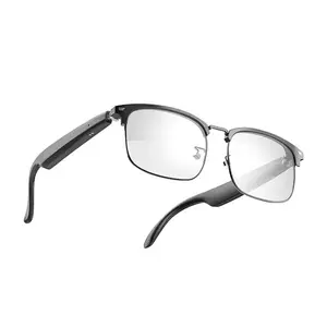 Smart Bluetooth Audio Glasses with Open-Ear Speakers, Built-in Mic, Touch Control, AI Translation, 6 Hours Battery Life, Metal Frame, Clear Lenses