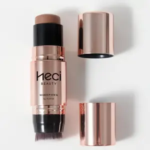 Double-ended 2 in 1 Contour Stick Cosmetic, Cosmetics Bronzer, Dual Ended Concealer Stick with Brush, Makeup Highlighter Stick, Versatile Makeup Pen, Portable Multi-functional Makeup Stick