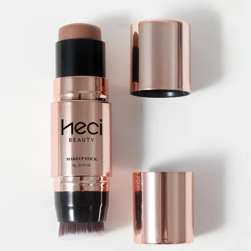 Double-ended 2 in 1 Contour Stick Cosmetic, Contour Highlight Face, Contour Highlighting, Cosmetics Bronzer, Bronzed Glow Up, Dual Ended Concealer Stick with Brush, Makeup Highlighter Stick, Versatile Makeup Pen, Portable Multi-functional Makeup Stick