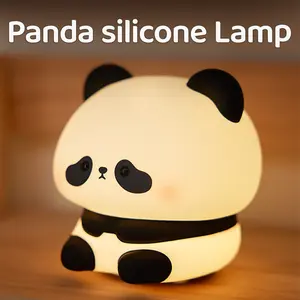 Cute Panda LED Night Light, Nightlight For Bedroom, Rechargeable Dimmable Silicone Lamp, Fun Desk and Home Bedroom Lighting Decor, Perfect Gift for Family and Friends