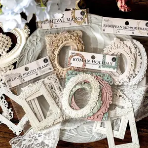 40 Sheet Vintage Lace Frame Paper – Embossed Hollow-Out Scrapbook Paper for Junk Journal, Window Decoration & Photo Collage Backgrounds
