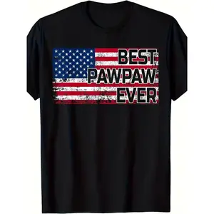 Best Pawpaw Ever Flag Graphic T-Shirt, Comfort Tee, Patriotic Pawpaw Fashion Outfit, Casual Shirt, Ideal Pawpaw & Grandpa Gift for Him