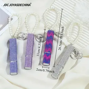 Chic 0.34oz Perfume Atomizer Keychain with Rhinestones & Faux Pearls Portable Refillable Scent Pump Case for Women Ideal for Travel Car Keys Bags Perfect Gift for Mother'S Day Valentine'S Christmas Travel Fragrance Elegant Accessory Durable Keychain