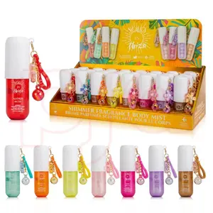 Shimmer Fragrance Body Mist Set – Assorted Scents 1.02oz/30ml Travel Size with Charm Keychain