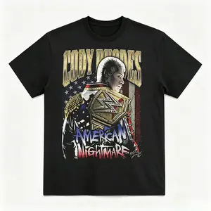 🔥 Cody Rhodes American Nightmare Fashion Shirt – 100% Cotton Wrestling Graphic Tee, Retro Wrestler Streetwear T-Shirt, Unisex Oversized Casual Fan Apparel, Soft Breathable Crew Neck Sports Entertainment Top, Trendy Wrestling Gift for Men & Women S-3XL