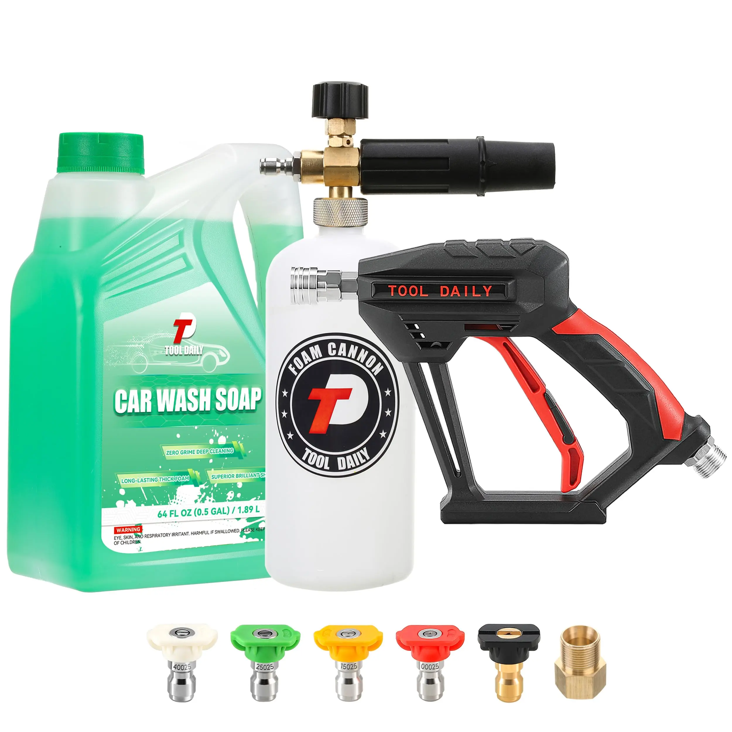 High Pressure Washer Gun Kit - Thick Foam Car Wash Sprayer Foam Lance, 64 Oz Soap, 5 Power Washer Nozzle Tips, 1/4 Inch Quick Connect, M22 Compatibility, High Pressure Spray for 1000-3000 PSI DIY Car Care, Decks, Driveways【DealsForYouDays】,car accessories