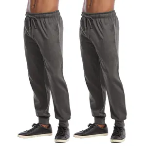 2 Pack Men's Fleece Jogger Cotton Lightweight Sweatpants with Drawstring and Pockets Warming Thermal Lined Causal Athletic Jogging Trousers Menswear