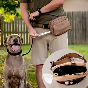 Dog Treat Pouch for Pet Training - Zippered Pockets & Color Match Poop Bag Dispenser - Crossbody & Fanny Pack Belt Bag - Dog Walking Bag