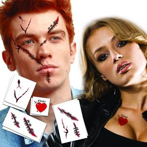 Chucky Doll Scars & Bride of Chucky Temporary Tattoos / Couples Pack / Halloween Costume Tattoo Kit / Pack of 2 Hearts & Scars Water Proof Realistic