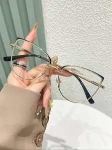 Cat Eye Frame Eyeglasses, Trendy Casual Eyeglasses for Women & Men, Fashion Eyeglasses for Work, Daily Clothing Decor, Perfect for Student Daily Use, Stylish Glasses